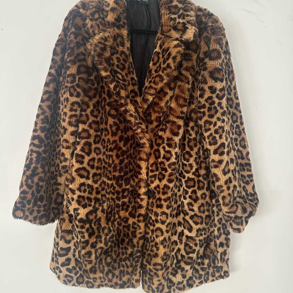 Zara Leopard Faux Fur Jacket